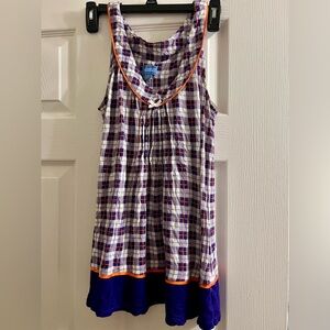 Simply Vera Vera Wang Womens Small Purple Plaid Tank Shorts Pajama Set Size S